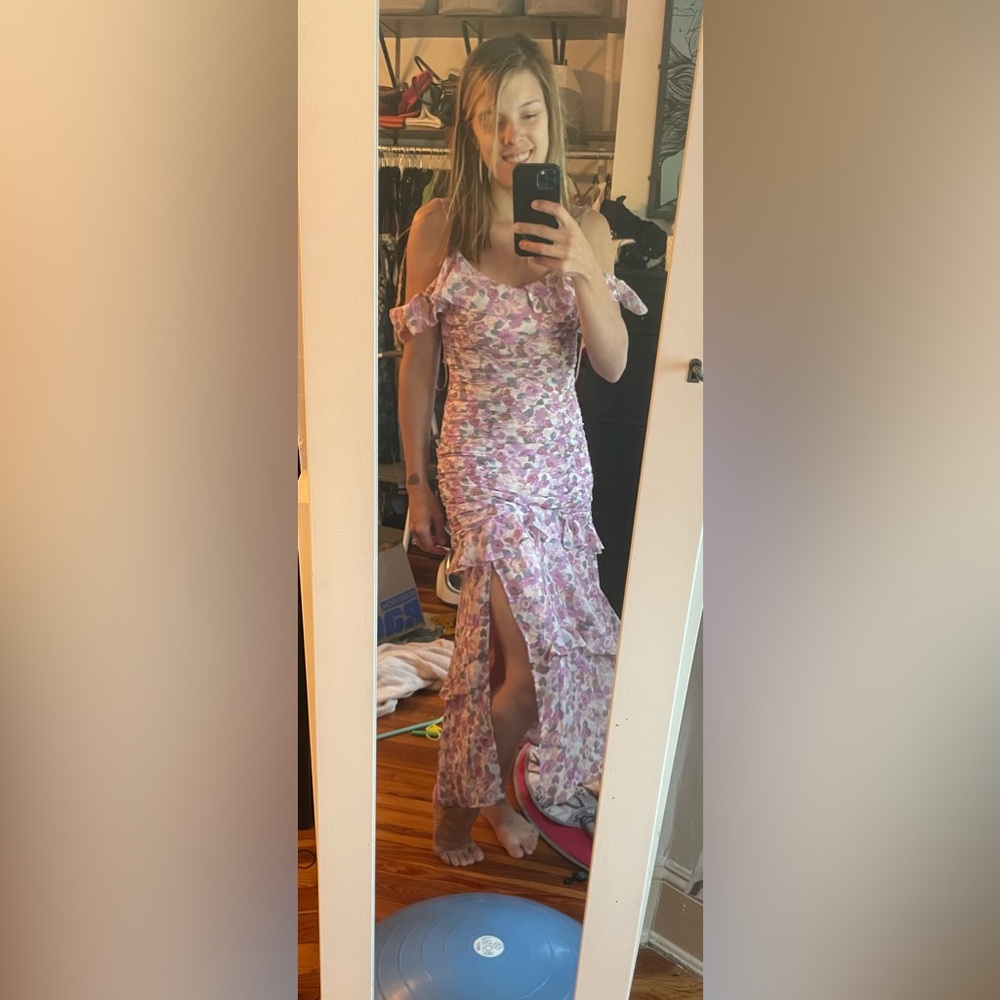 Astr Pink and Purple Floral Dress